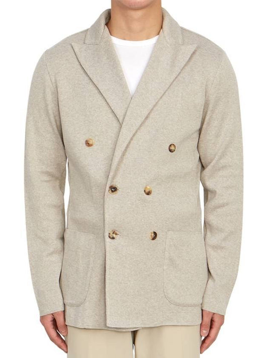 Men's Double Breasted Cardigan Beige - RVR LARDINI - BALAAN 1