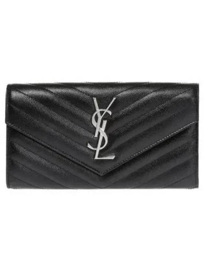 Matelasse Monogram Flap Long Wallet Black - SAINT LAURENT - BALAAN 2