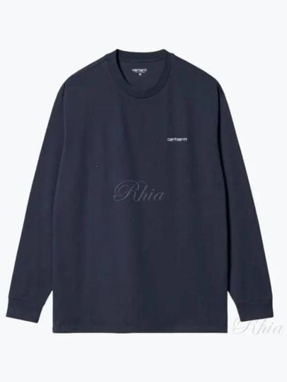 Script Embroidery Long Sleeve T-Shirt Blue - CARHARTT WIP - BALAAN 2