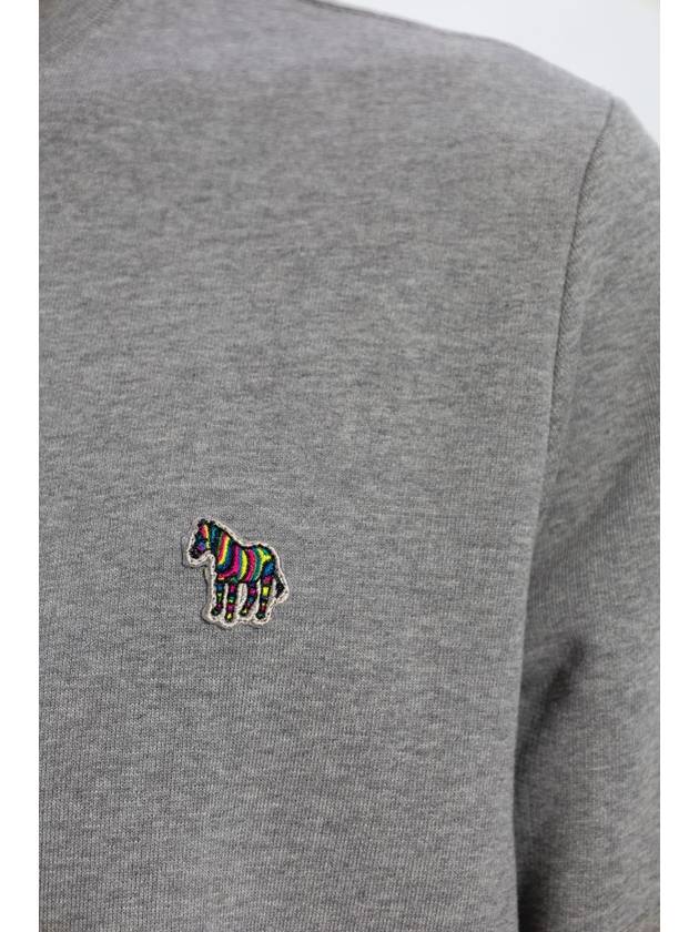 Zebra Patch Organic Cotton Sweatshirt Grey - PAUL SMITH - BALAAN 4