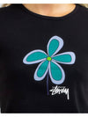 Women s Flower Rib Crop Short Sleeve T Shirt Black - STUSSY - BALAAN 5