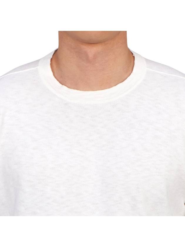 Compass Badge Ribbed Cotton Knit Top White - STONE ISLAND - BALAAN 6