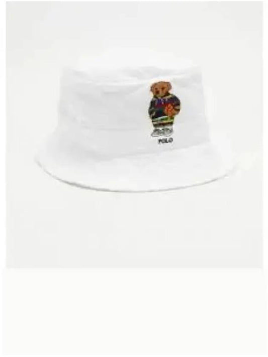 30 Points Polo Bear Twill Bucket Hat White - POLO RALPH LAUREN - BALAAN 1