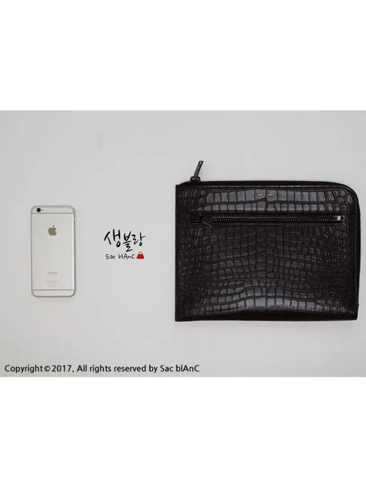 Multizip Tablet Holder_Crocodile Black 479964 - SAINT LAURENT - BALAAN 1