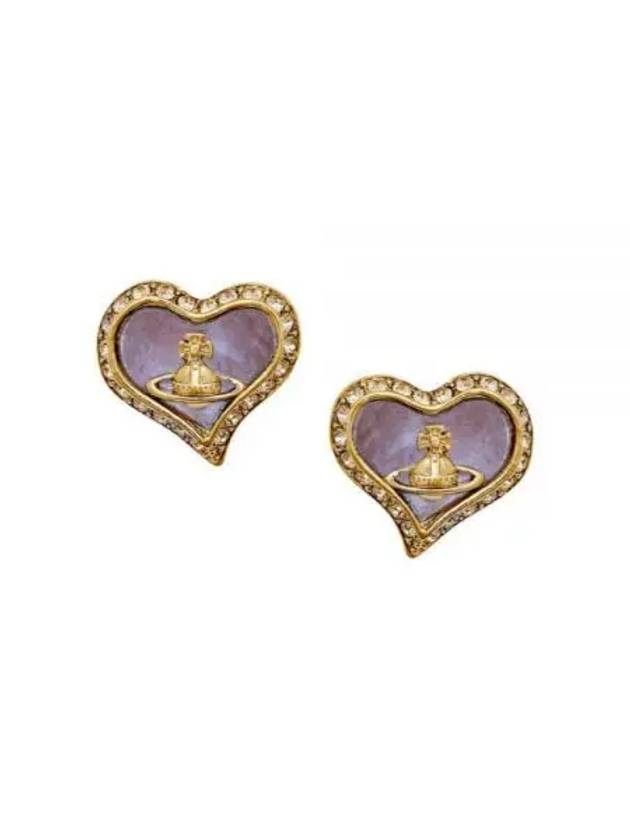 Petra Heart Pendant Layered Earrings Purple - VIVIENNE WESTWOOD - BALAAN 1