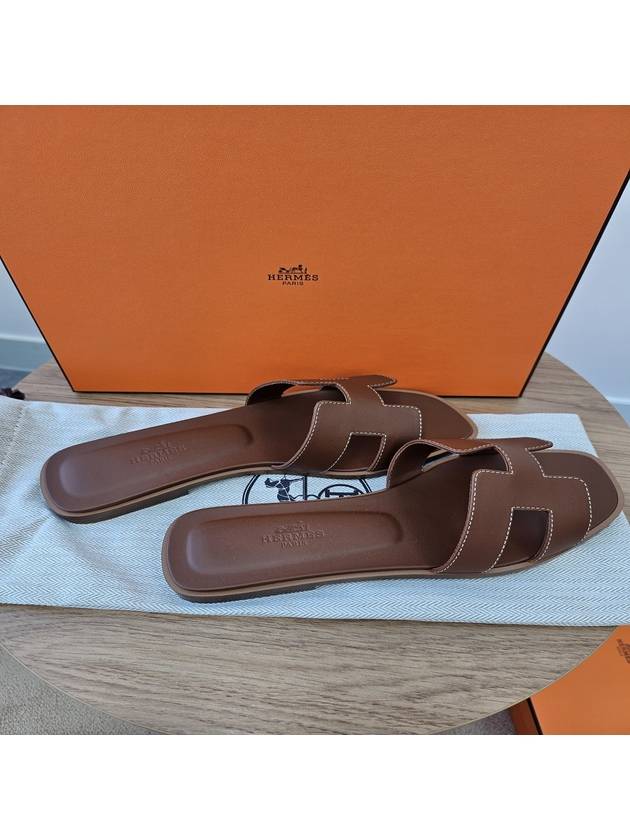 Women Sandals Oran Gold Slippers H021056Z - HERMES - BALAAN 4