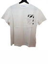 Women's Diag Logo Pocket Short Sleeve T-Shirt White - OFF WHITE - BALAAN.