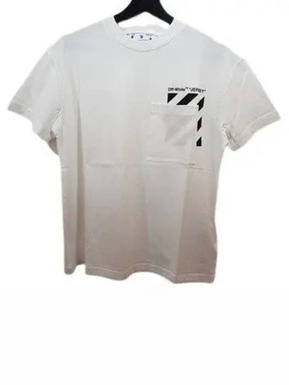 Diagonal Printing Pocket Short Sleeved T Shirt White - OFF WHITE - BALAAN 2