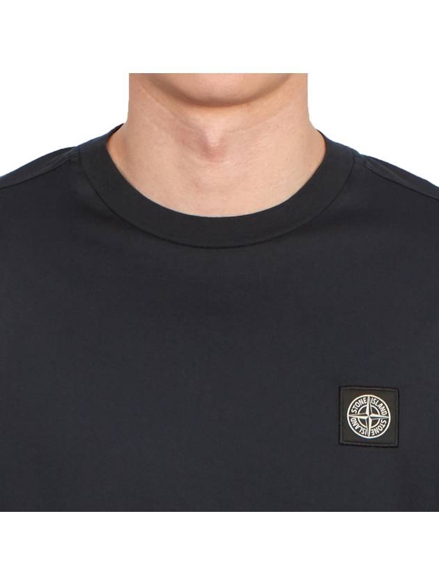 Logo Patch Cotton Jersey Long Sleeve T-Shirt Navy - STONE ISLAND - BALAAN 6