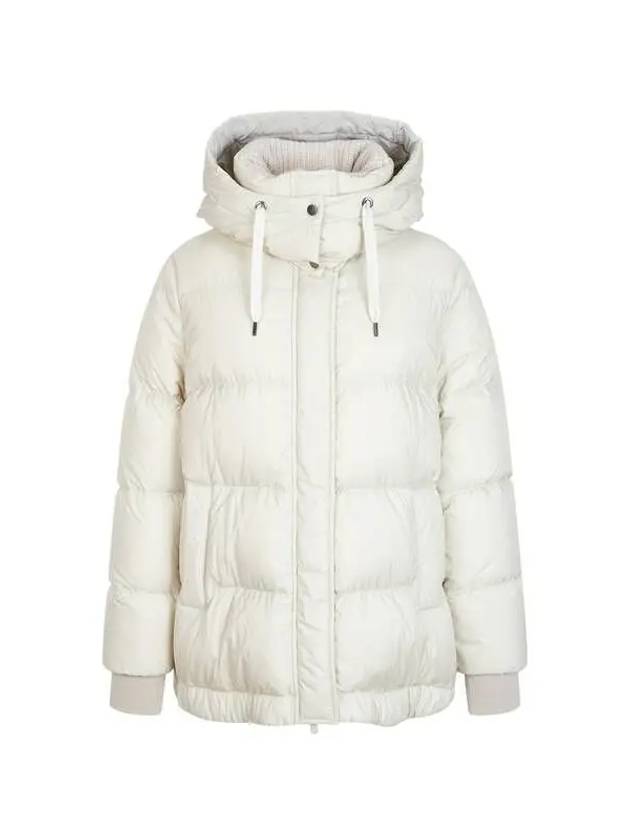 Women s knit color combination hooded goose down jacket cream 271821 - BRUNELLO CUCINELLI - BALAAN 1