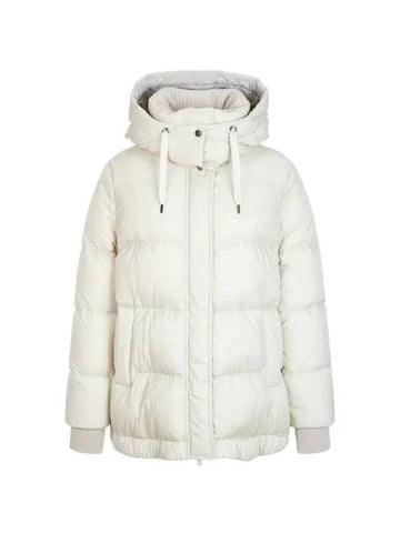 Women s knit color combination hooded goose down jacket cream 271821 - BRUNELLO CUCINELLI - BALAAN 1