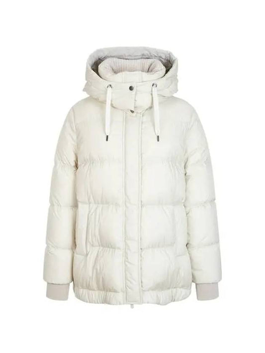 Shimaeul 8th Anniversary 10 e Point 9 8 Women s Knit Color Match Hooded Goose Down Jacket Cream 271821 - BRUNELLO CUCINELLI - BALAAN 1