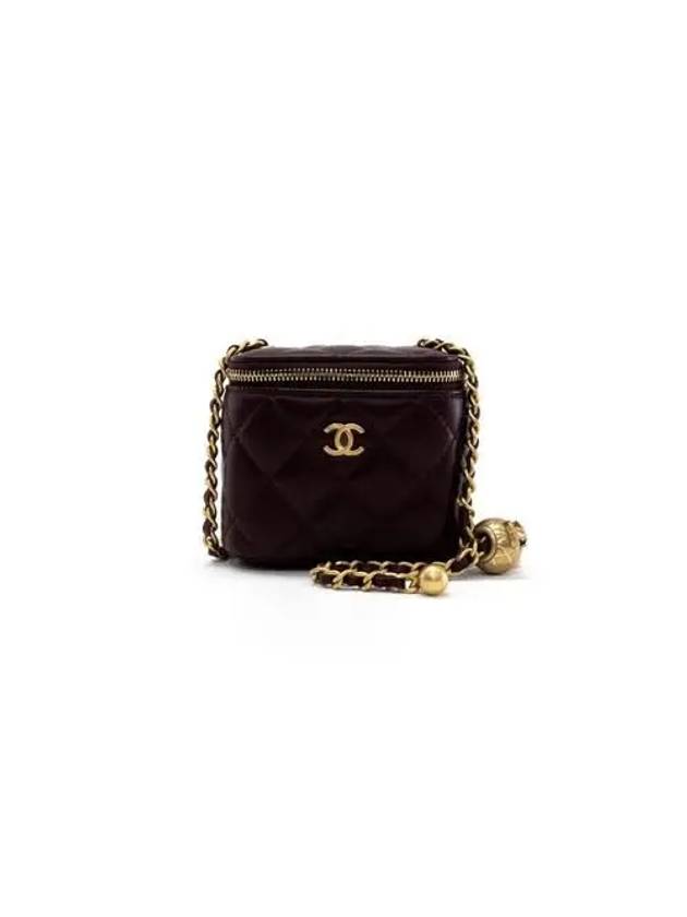 Gold Ball Vanity Bag Square Chain Small Burgundy AP1447 - CHANEL - BALAAN 4