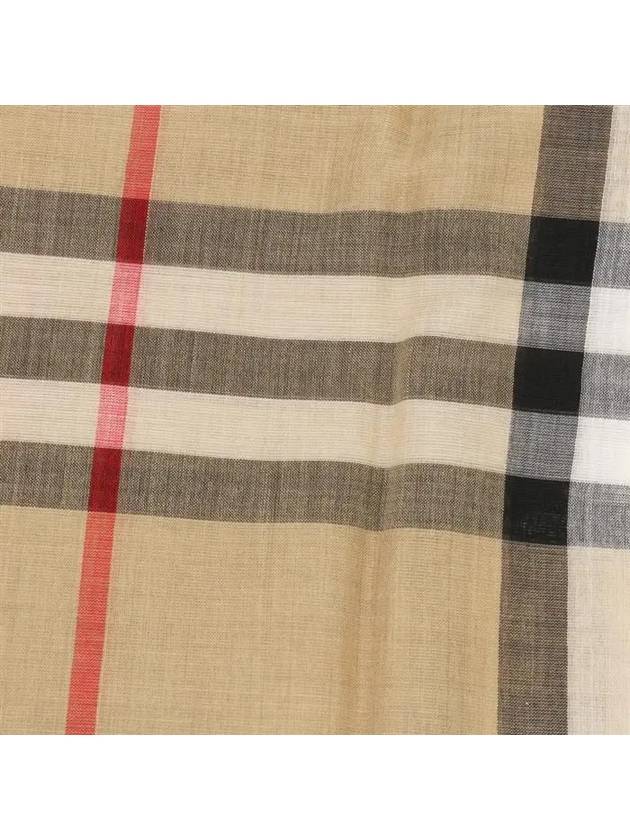 Check Wool Silk Scarf Beige - BURBERRY - BALAAN 7