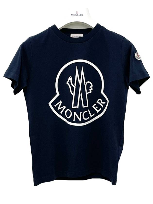 Kids Maxi Logo Short Sleeve T shirt 8Y 10Y Navy 8C00020 83907 778 - MONCLER - BALAAN 2