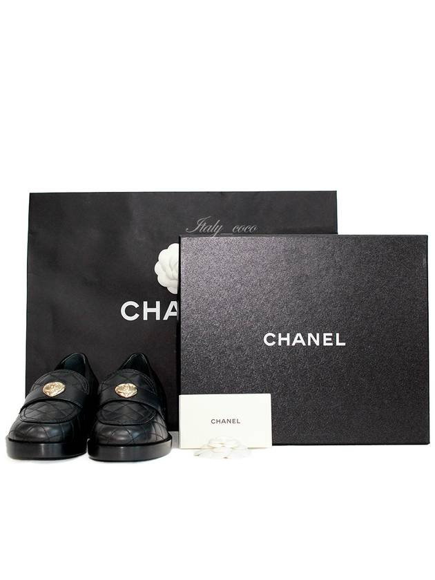 Gold Lettering Moccasin Loafers Black G45123 B14026 94305 - CHANEL - BALAAN 1