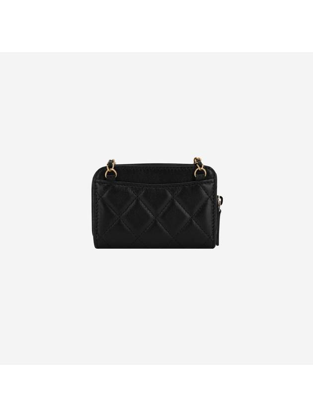 CC Logo Gold Ball Chain Lambskin Card Wallet Black - CHANEL - BALAAN 3