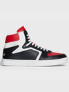 Homme Leather High Top Sneakers Black Red - CELINE - BALAAN.