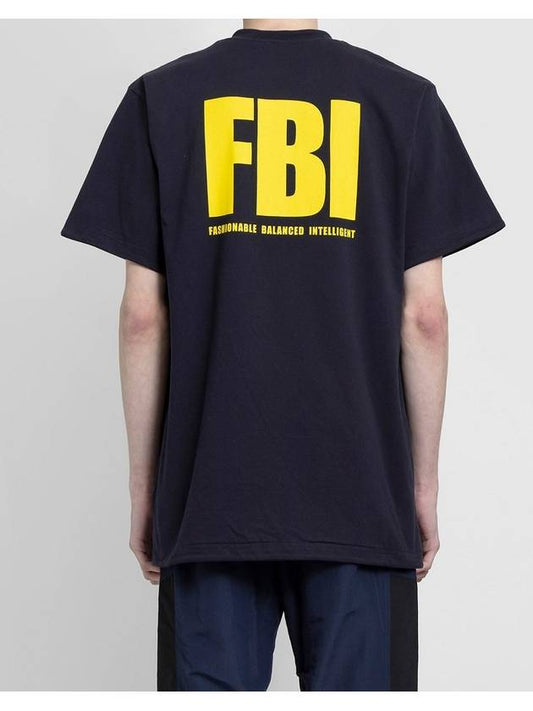 FBI Print Reversible Short Sleeve T-Shirt Navy - BALENCIAGA - BALAAN 2