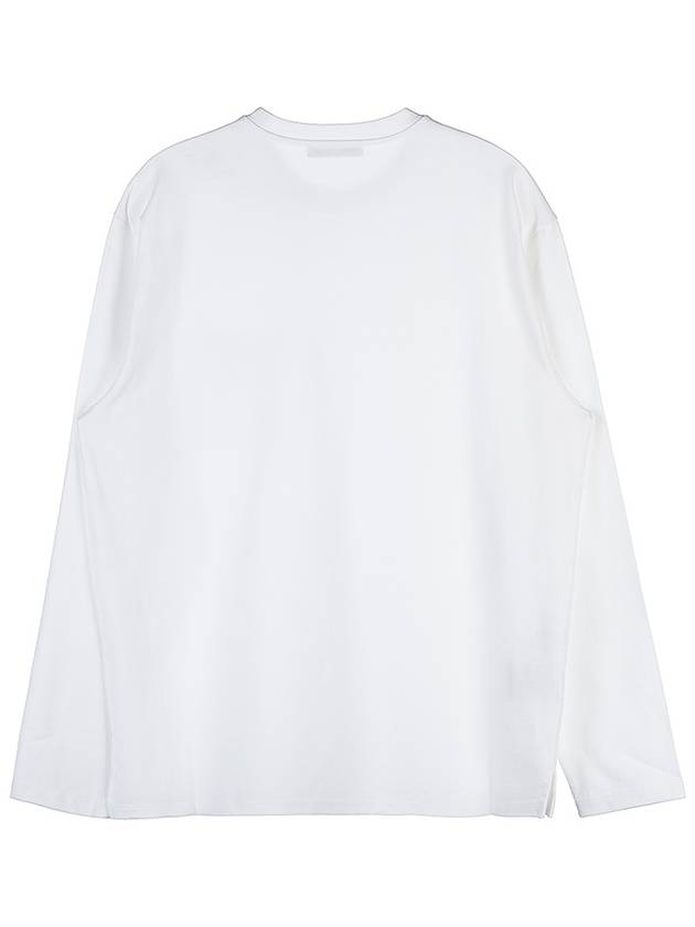 Triangle Logo Pocket Long Sleeve T Shirt White - PRADA - BALAAN 3