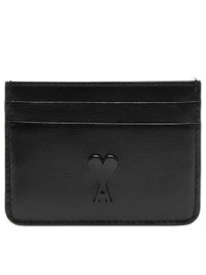 Heart Logo Leather Card Wallet Black - AMI - BALAAN 2