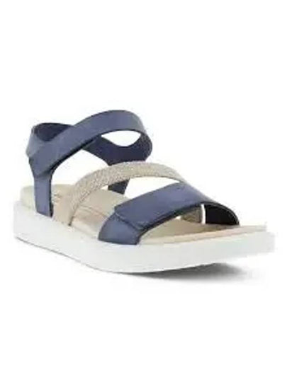 Flowt Strap Flat Nubuck Sandals Blue - ECCO - BALAAN 2