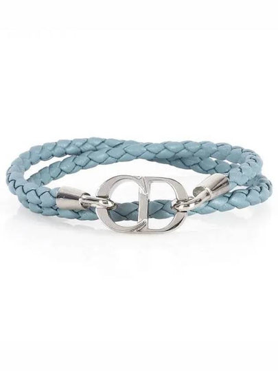 CD Icon Braided Leather Bracelet Blue - DIOR - BALAAN 2