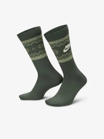 Everyday Essential Crew Socks 1 Pair Vintage Green Olive Coconut Milk FZ3071 338 - NIKE - BALAAN 2