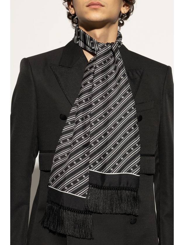 Dolce & Gabbana Silk Scarf With Fringes, Men's, Black - DOLCE&GABBANA - BALAAN 2