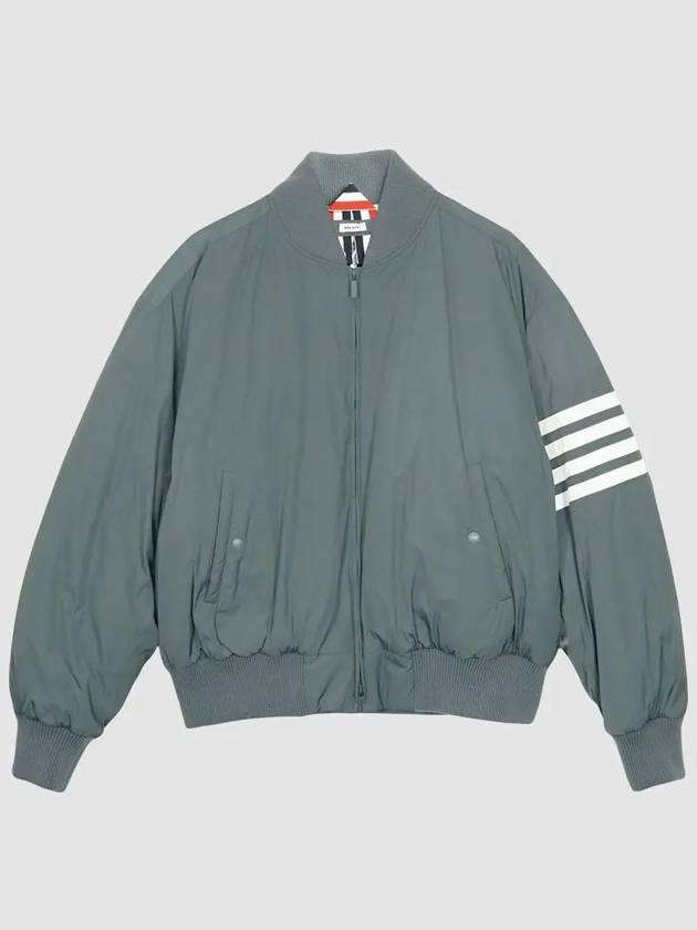 Poly Twill 4-Bar Oversized Knit Down Bomber Jacket Medium Grey - THOM BROWNE - BALAAN 2