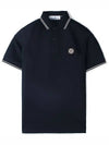 Stretch Cotton Pique Short Sleeve Polo Shirt Navy - STONE ISLAND - BALAAN 2