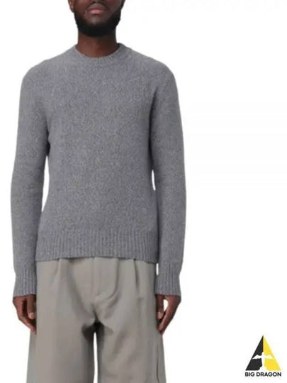 Men's Cashmere Blend Crew Neck Knit Top Grey - AMI - BALAAN 2