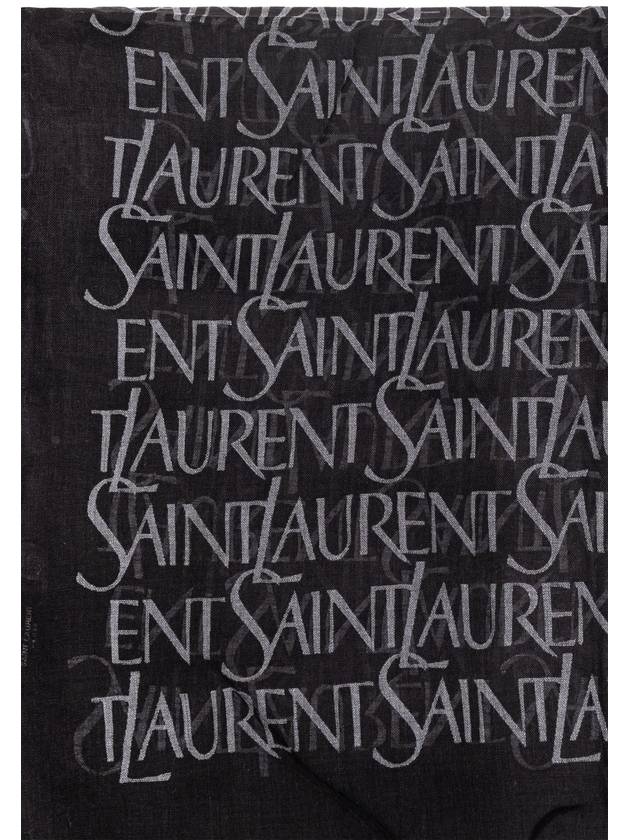 Logo Square Large Scarf Black - SAINT LAURENT - BALAAN 3