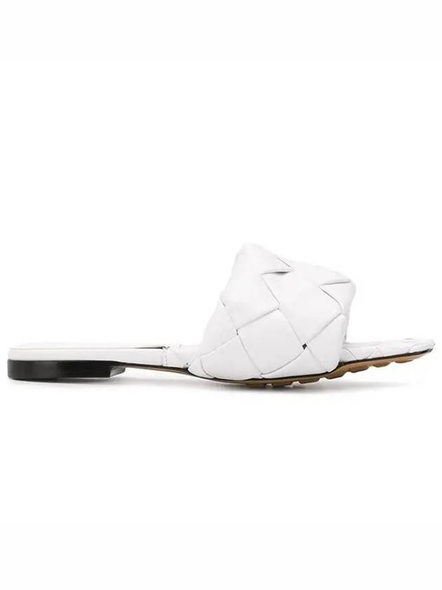 Women's Lido Leather Slippers Optic White - BOTTEGA VENETA - BALAAN.