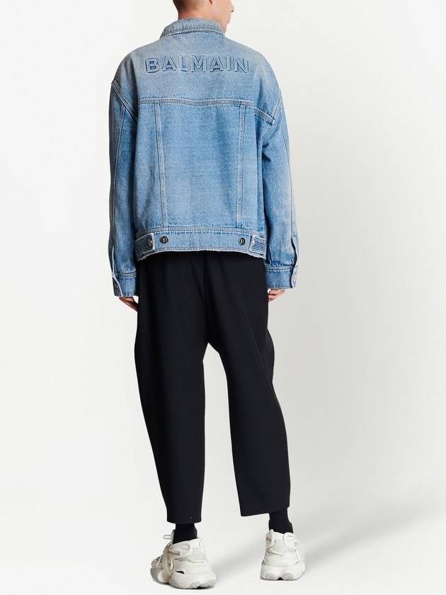 Monogram Pattern Flap Pocket Denim Jacket Blue - BALMAIN - BALAAN 4