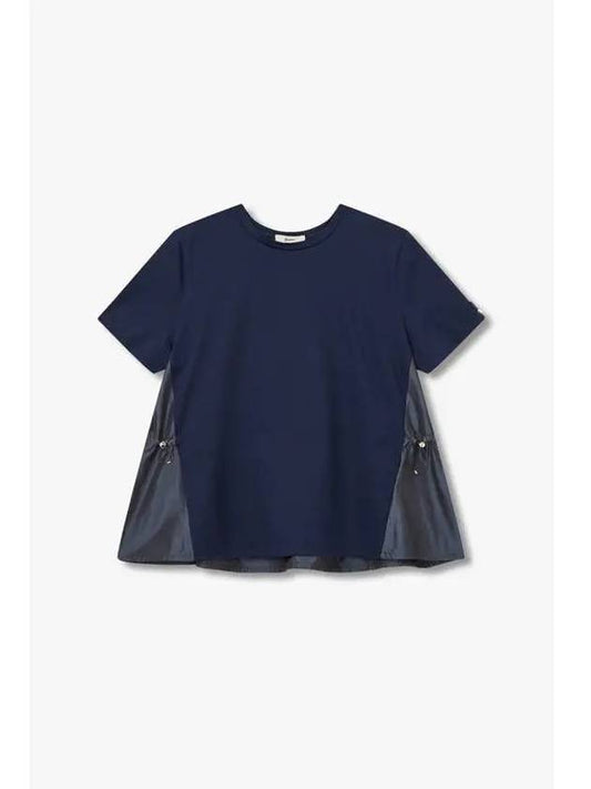 Women s Drawstring Mix T Shirt Navy - HERNO - BALAAN 1