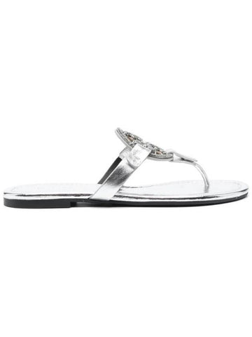 Women's Miller Flip Flops Silver - TORY BURCH - BALAAN.