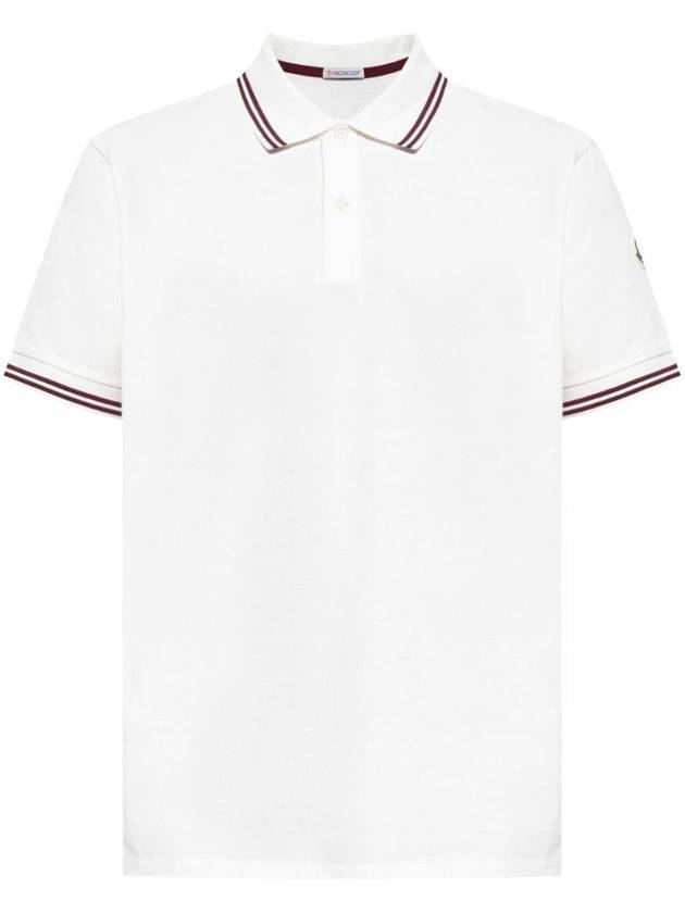 Stripe Trim Cotton Polo Shirt White - MONCLER - BALAAN 1