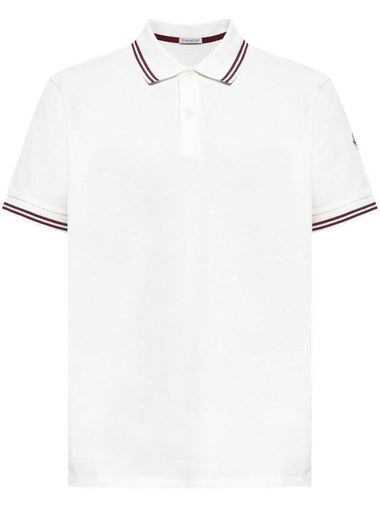 Stripe Trim Cotton Polo Shirt White - MONCLER - BALAAN 1