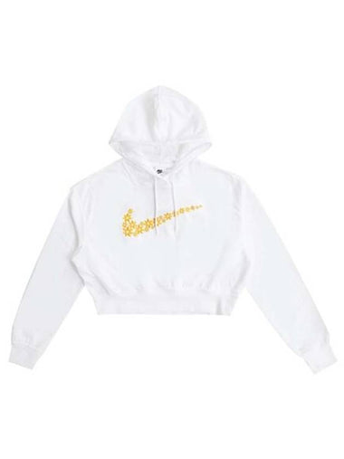 Sportswear Logo Embroidered Loose Fit Fleece Hoodie White - NIKE - BALAAN 1