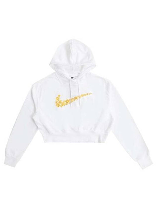 Sportswear Logo Embroidered Loose Fleece Hooded Top White - NIKE - BALAAN.