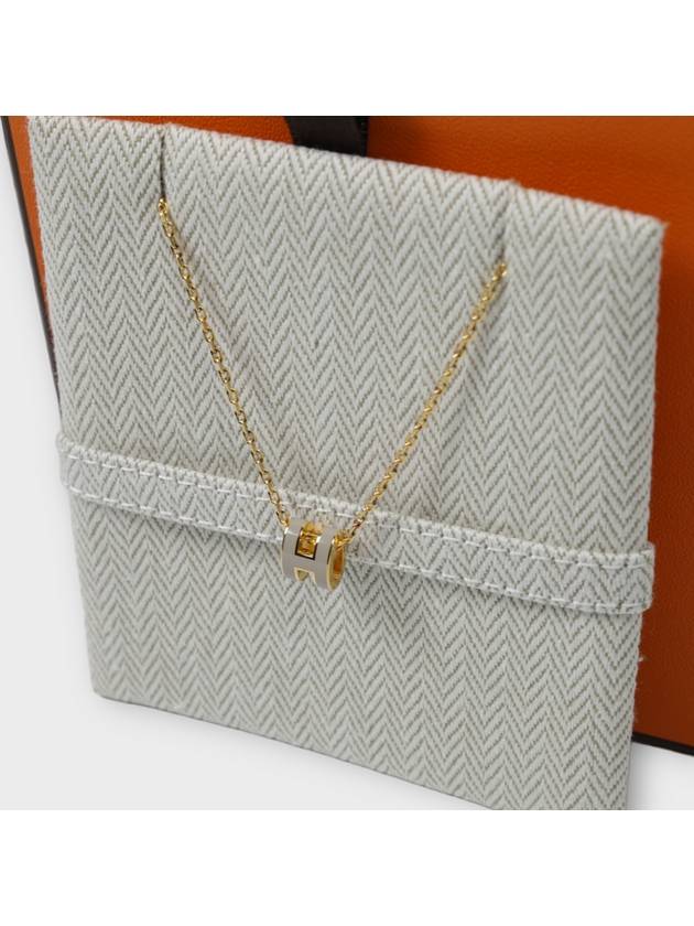 Mini Pop H Pendant Necklace Gold Marron Glace - HERMES - BALAAN 4