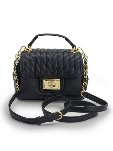 Agynis Black Gold Leather Crossbody Quilted Design Flap Shoulder Bag - KARL LAGERFELD - BALAAN 1