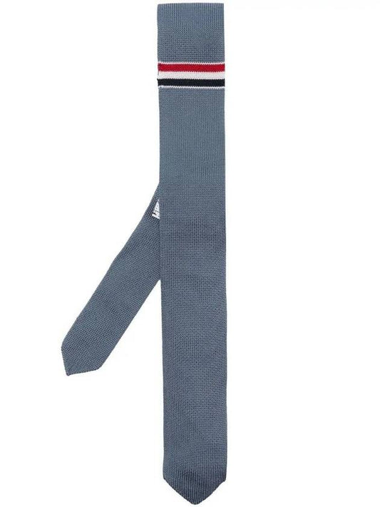 Striped Double Face Silk Jacquard Necktie Dark Blue - THOM BROWNE - BALAAN 1