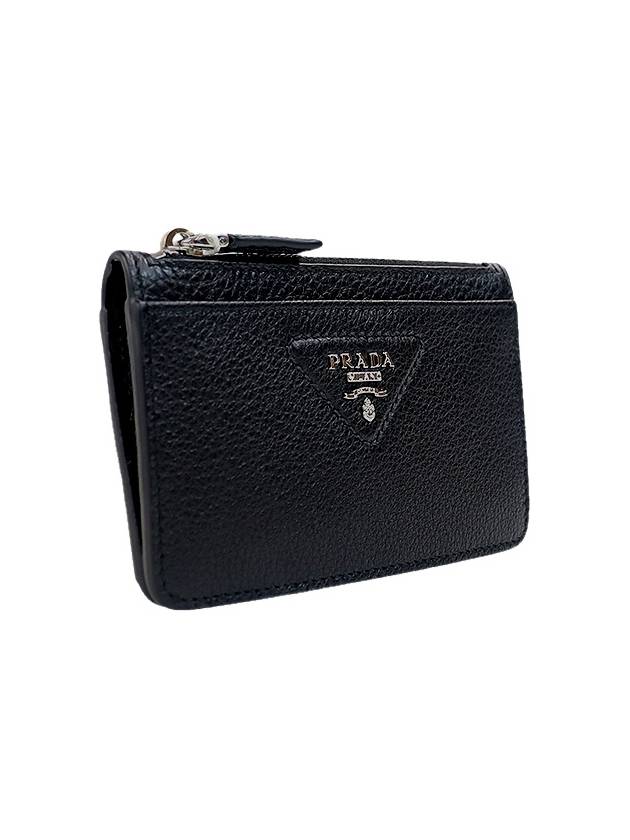 Triangle Stitch Logo Card Wallet Black - PRADA - BALAAN 4