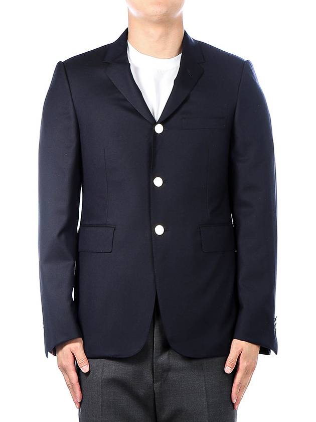 Super 120S Wool Twill Single Breasted Classic Jacket Navy - THOM BROWNE - BALAAN 2