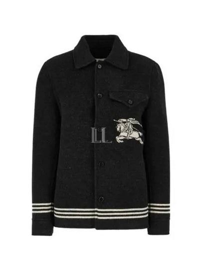 Wool Overshirt Jacket Black - BURBERRY - BALAAN 2