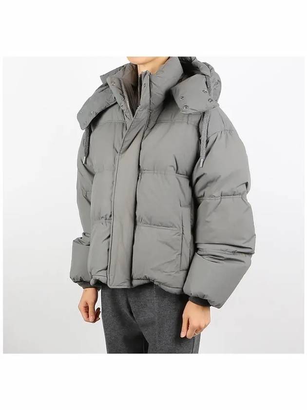 Oversized Nylon Puffer Down Jacket Grey - AMI - BALAAN 3