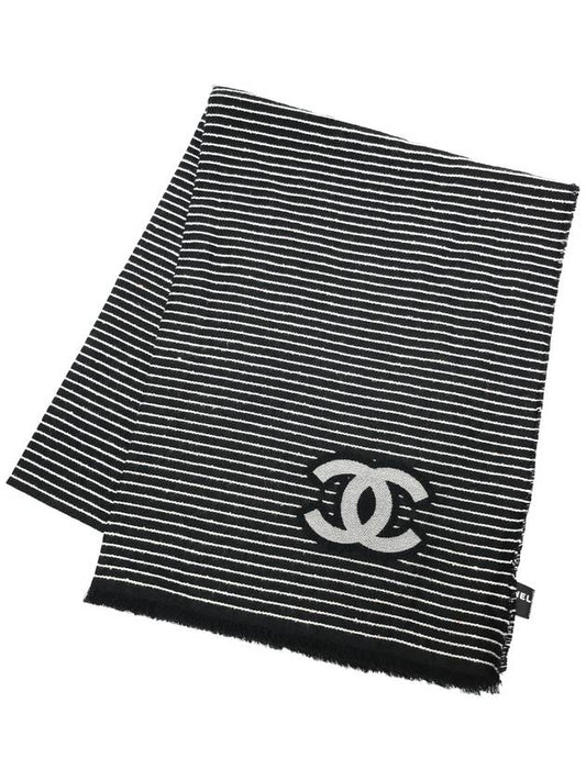 CC logo striped shawl striped black stole AA9645 - CHANEL - BALAAN 1