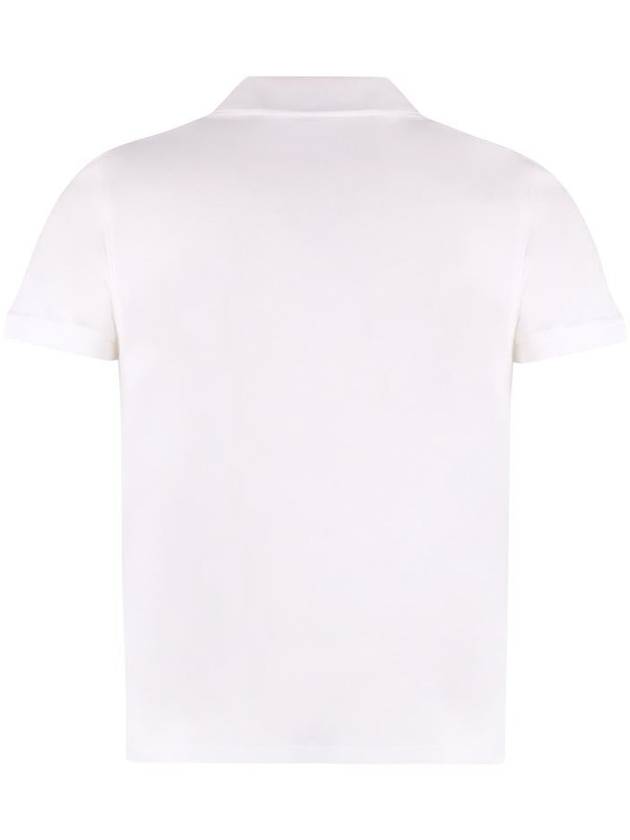 Men's Monogram Cotton Short Sleeve Polo Shirt White - SAINT LAURENT - BALAAN 3